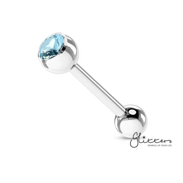 Press Fit Aqua Gem Set Top with Surgical Steel Tongue Barbell