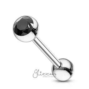 Press Fit Gem Set Top with Surgical Steel Tongue Barbells-Black