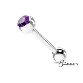 Press Fit Tanzanite Gem Set Top with Surgical Steel Tongue Barbells