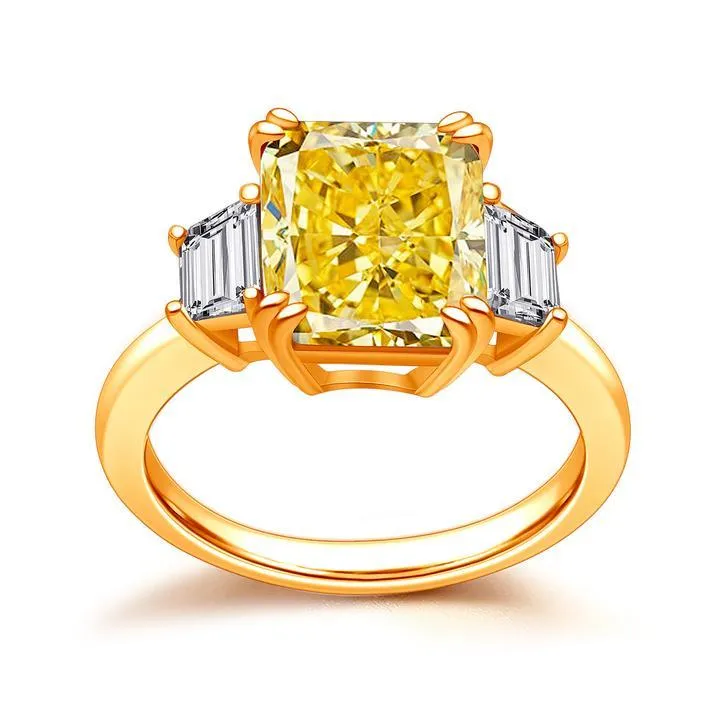 Radiant Cut Three Stone Engagement Ring