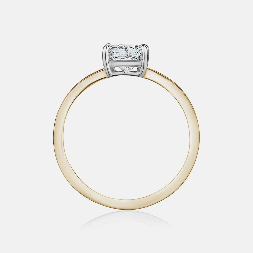 Radiant Cut with Gold Split Shank Engagement Ring