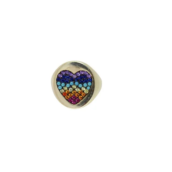 RAINBOW HEART SIGNET RING