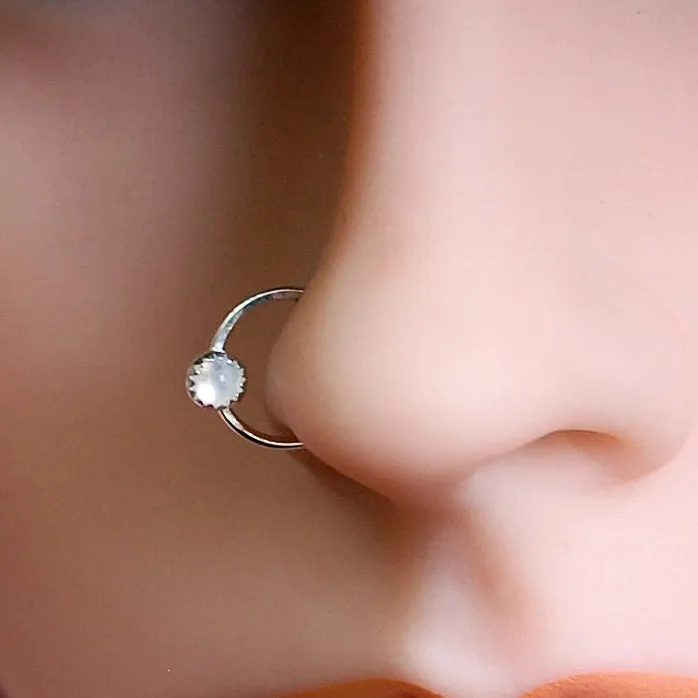 Rainbow Moonstone Septum or Nose Ring