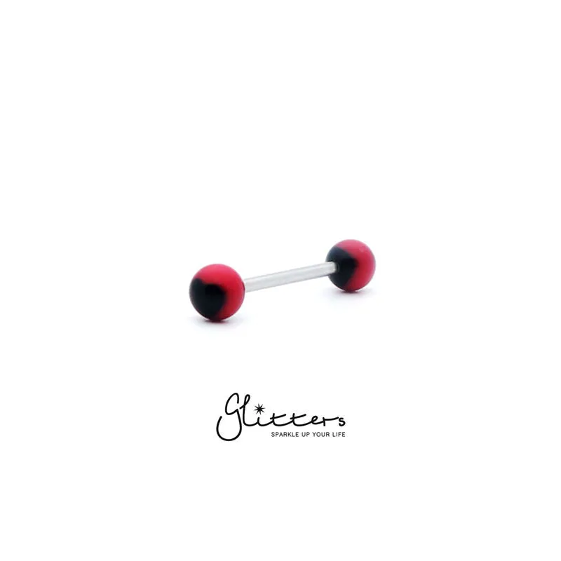 Red Acrylic Ball with Black Heart Tongue Barbell