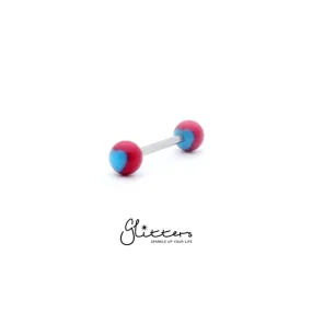 Red Acrylic Ball with Blue Heart Tongue Barbell