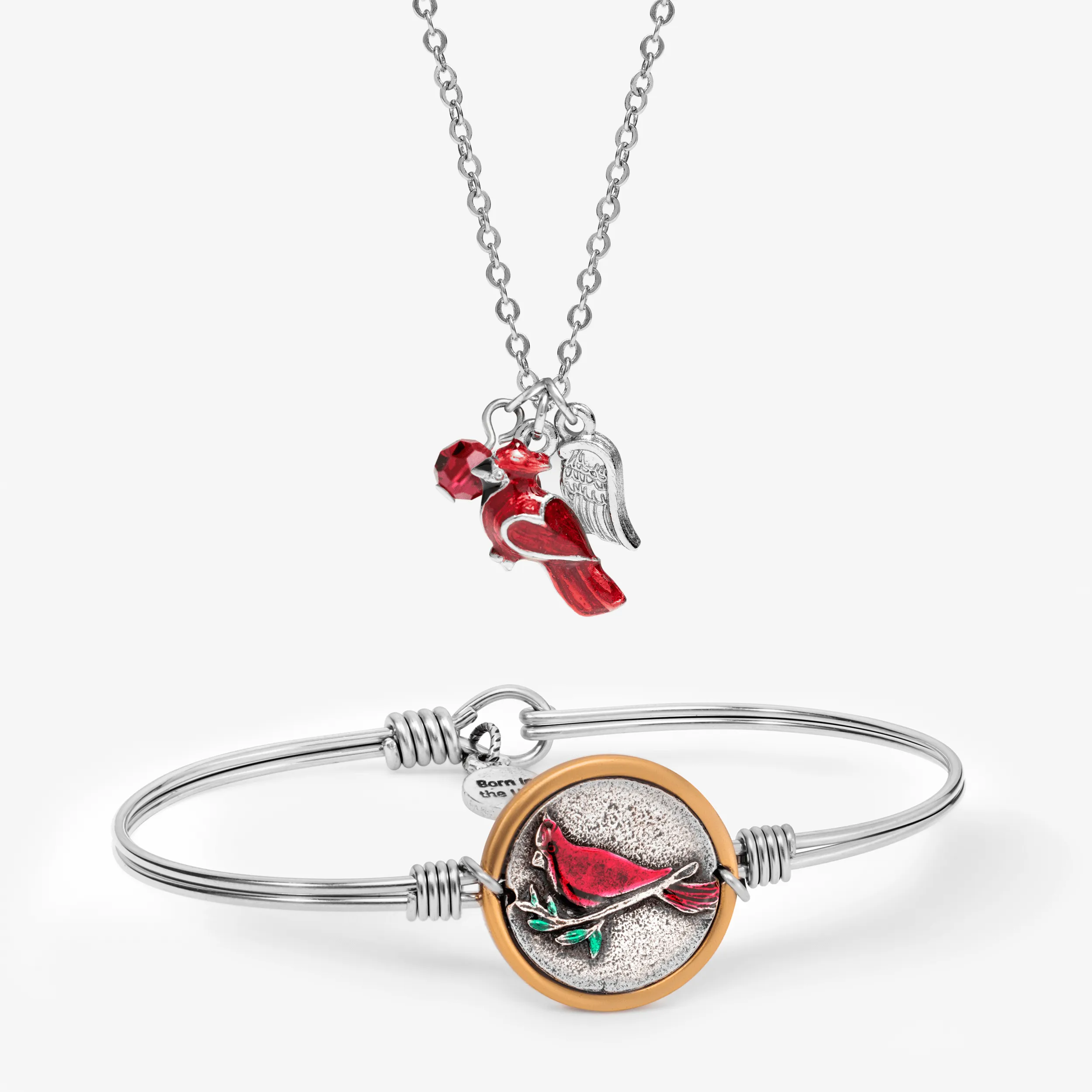 Red Cardinal Bangle   Memorial Necklace Set