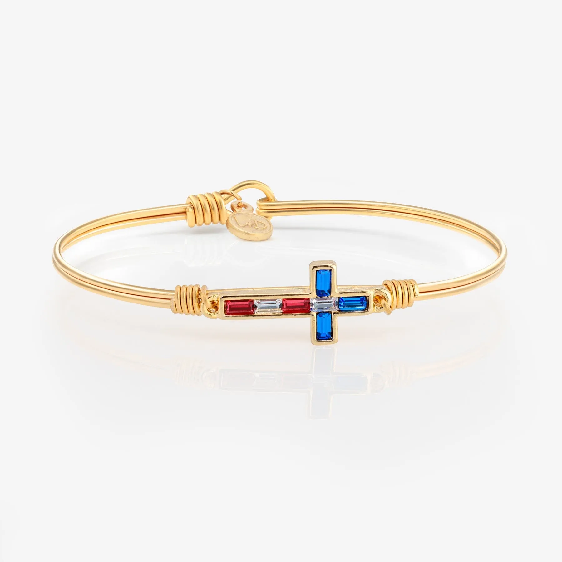 Red, White & Blue Cross of Faith Bangle Bracelet