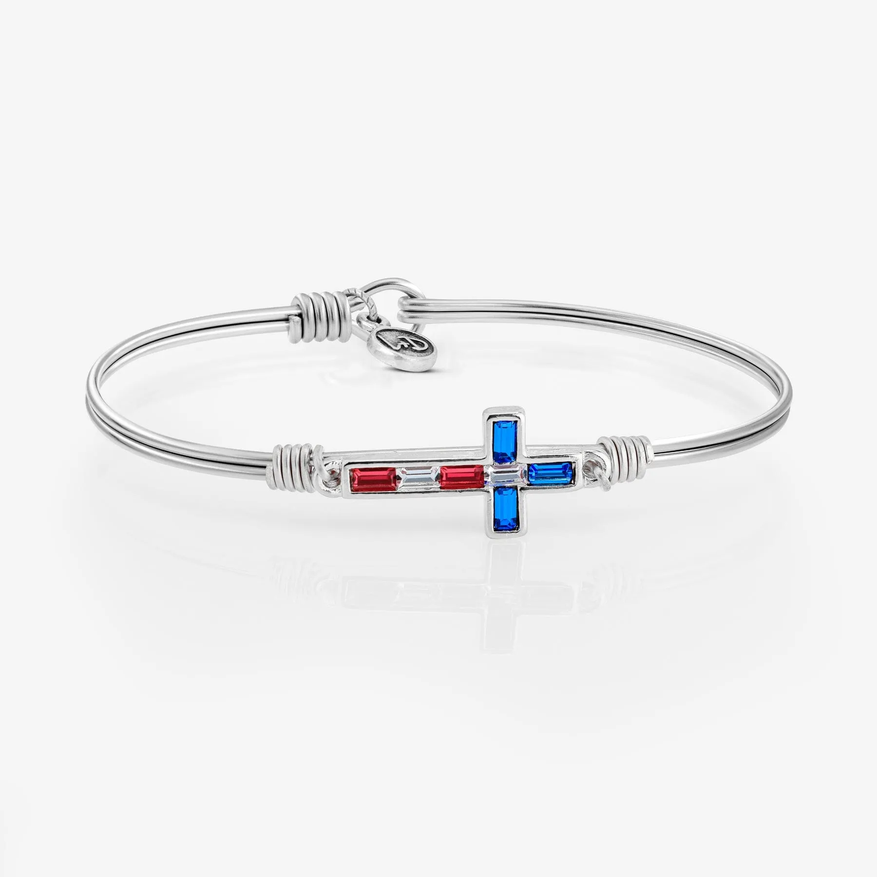 Red, White & Blue Cross of Faith Bangle Bracelet