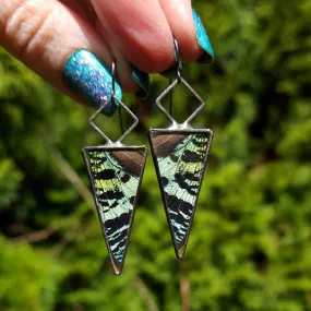 RESERVED Emerald Sunset Moth Prismatic Earrings - Wholesale Jewelry