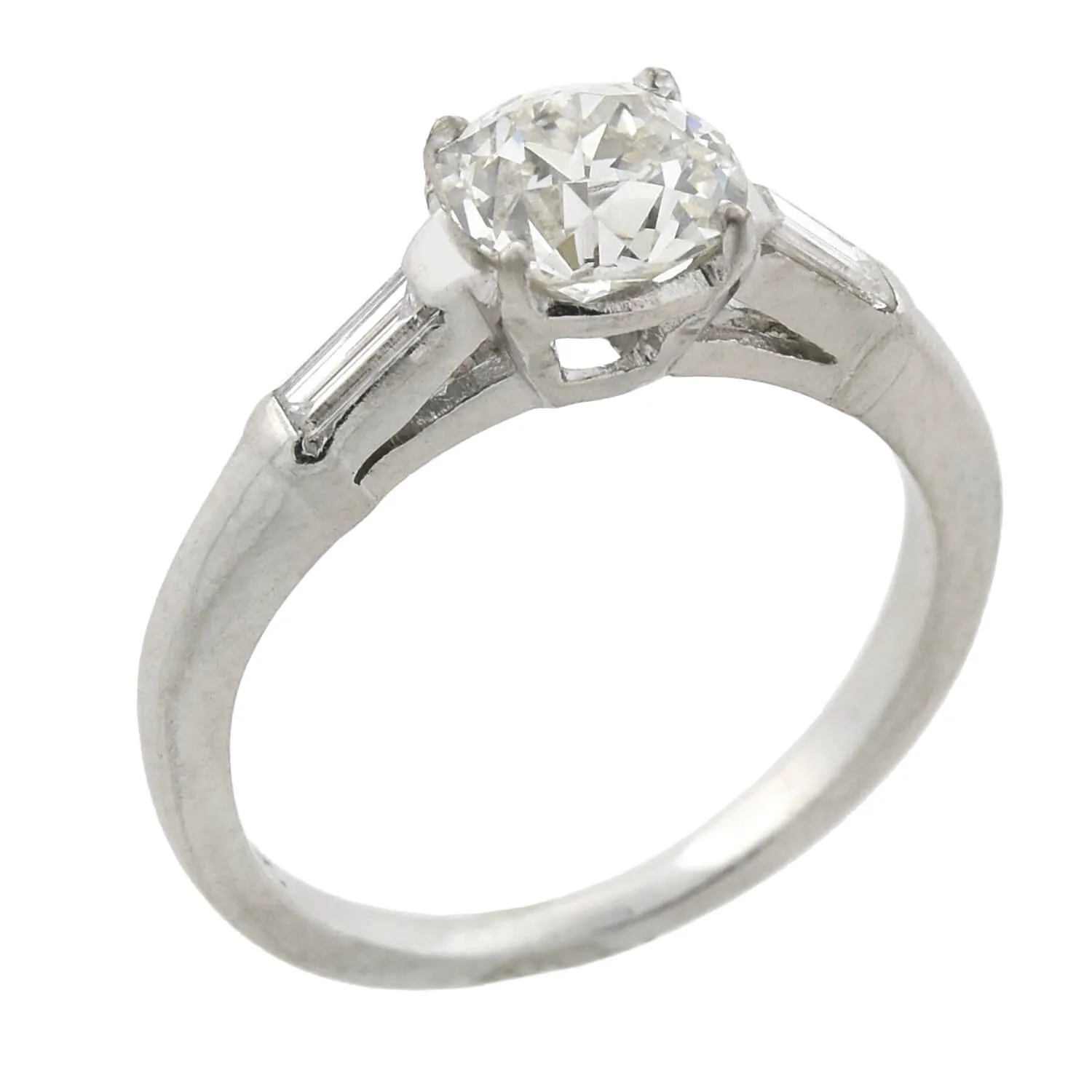 Retro Platinum Diamond Engagement Ring 1.00ct center