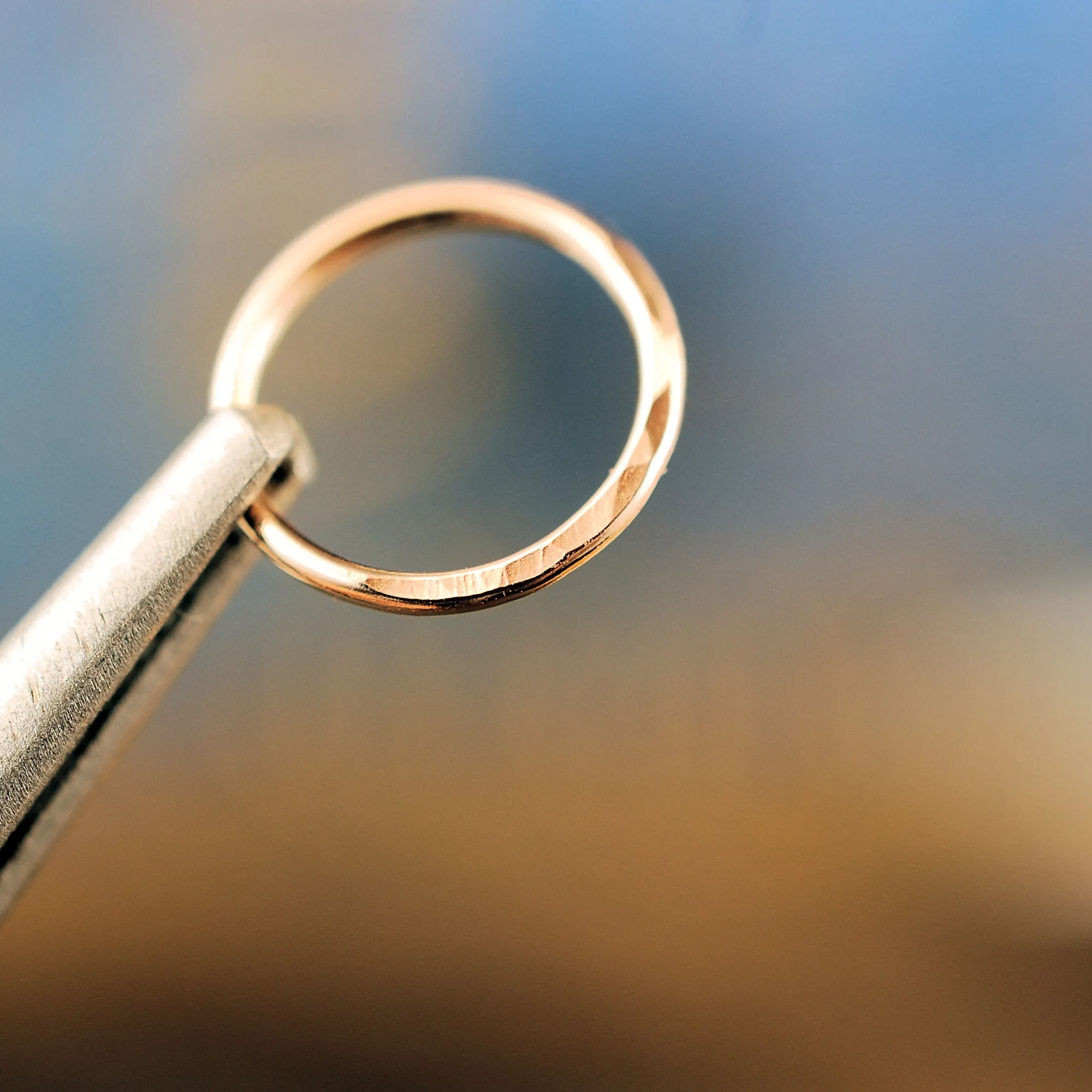 Rose Gold Nose Ring Hoop Hammered