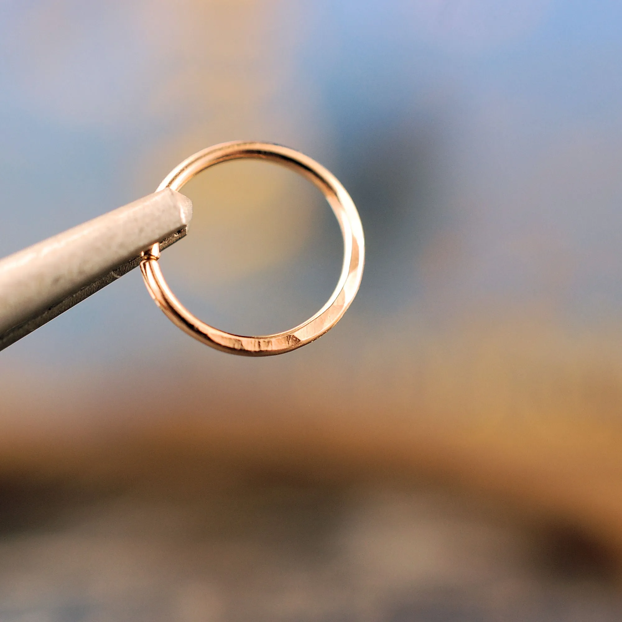 Rose Gold Nose Ring Hoop Hammered