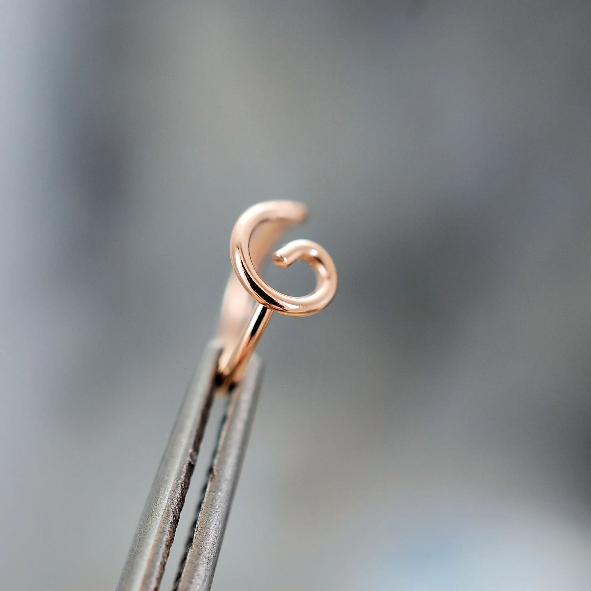 Rose Gold Nose Ring - Organic Open Spiral