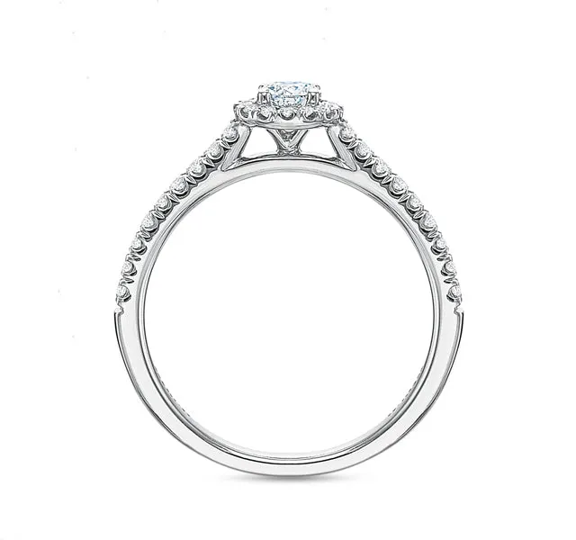 Round Halo Engagement Ring .50tw