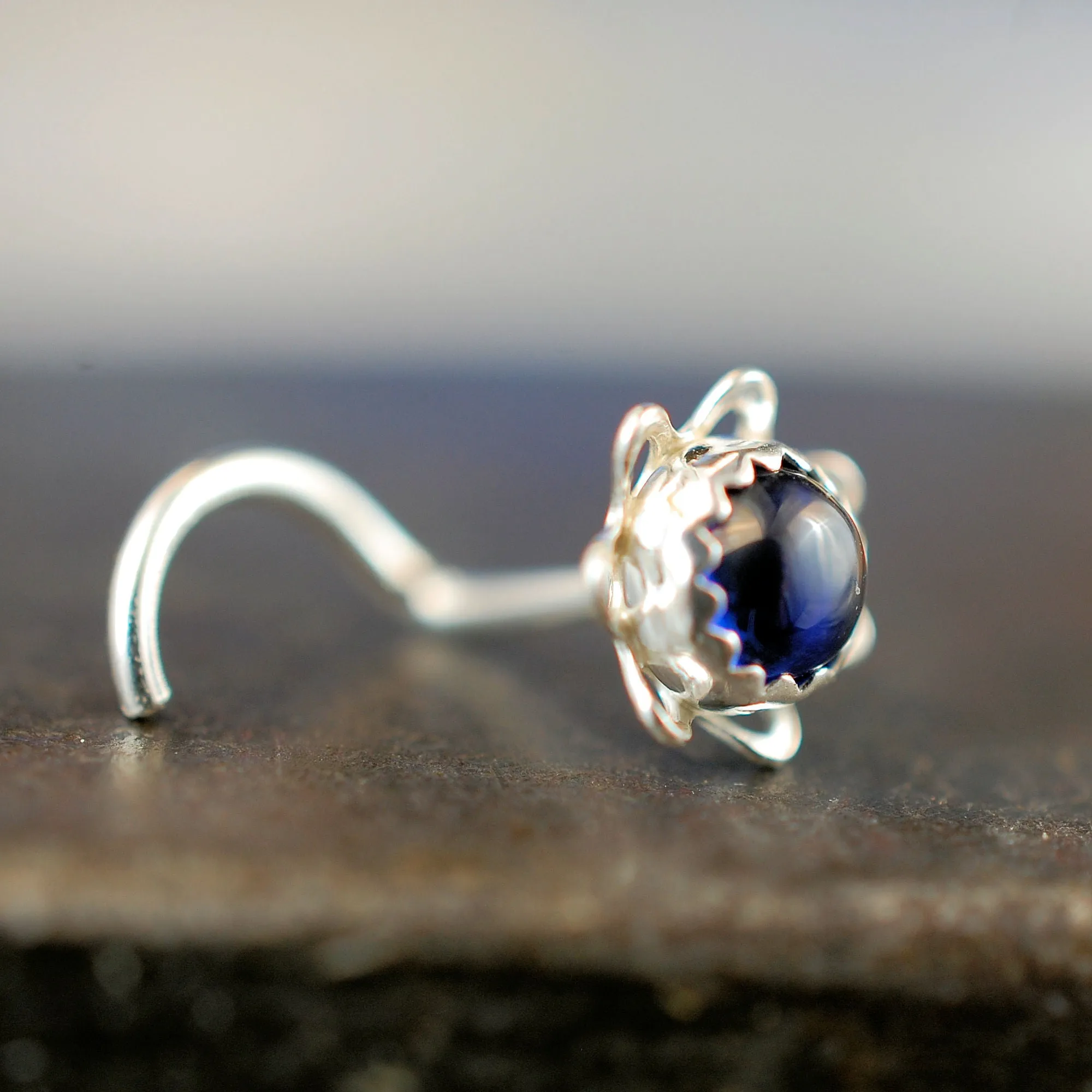 Sapphire Flower Nose Stud