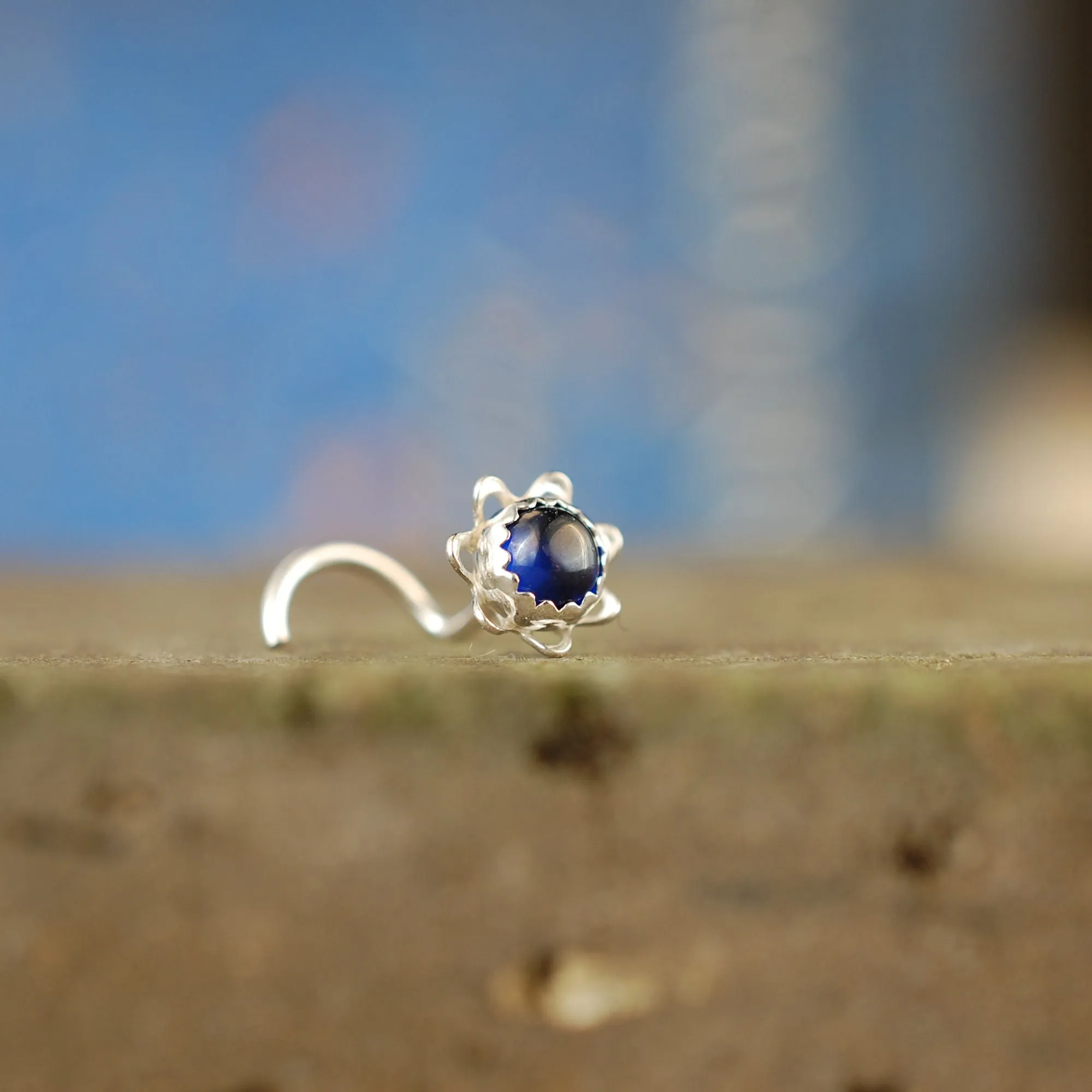 Sapphire Flower Nose Stud