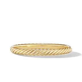 Elegant 18K Yellow Gold Sculpted Cable Bangle Bracelet