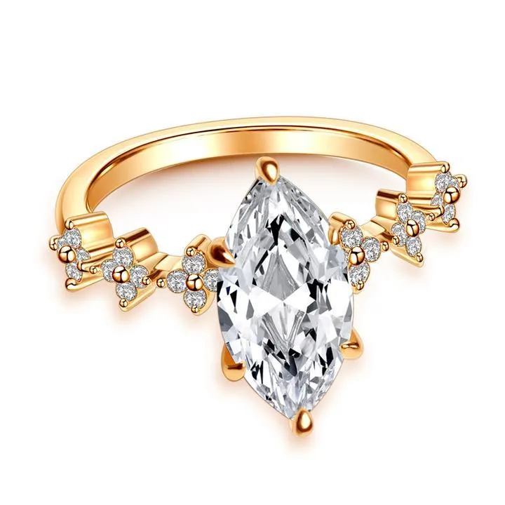 Shape of Flower Marquise Cut Engagement Ring