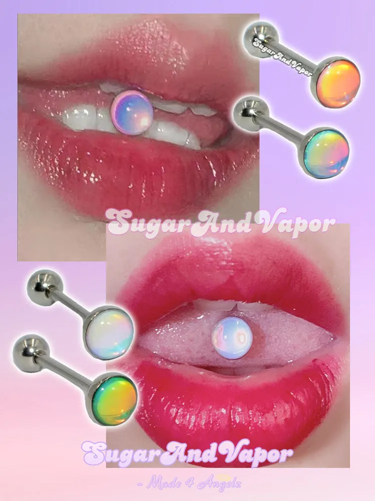 Shining Opal Barbell Tongue Ring