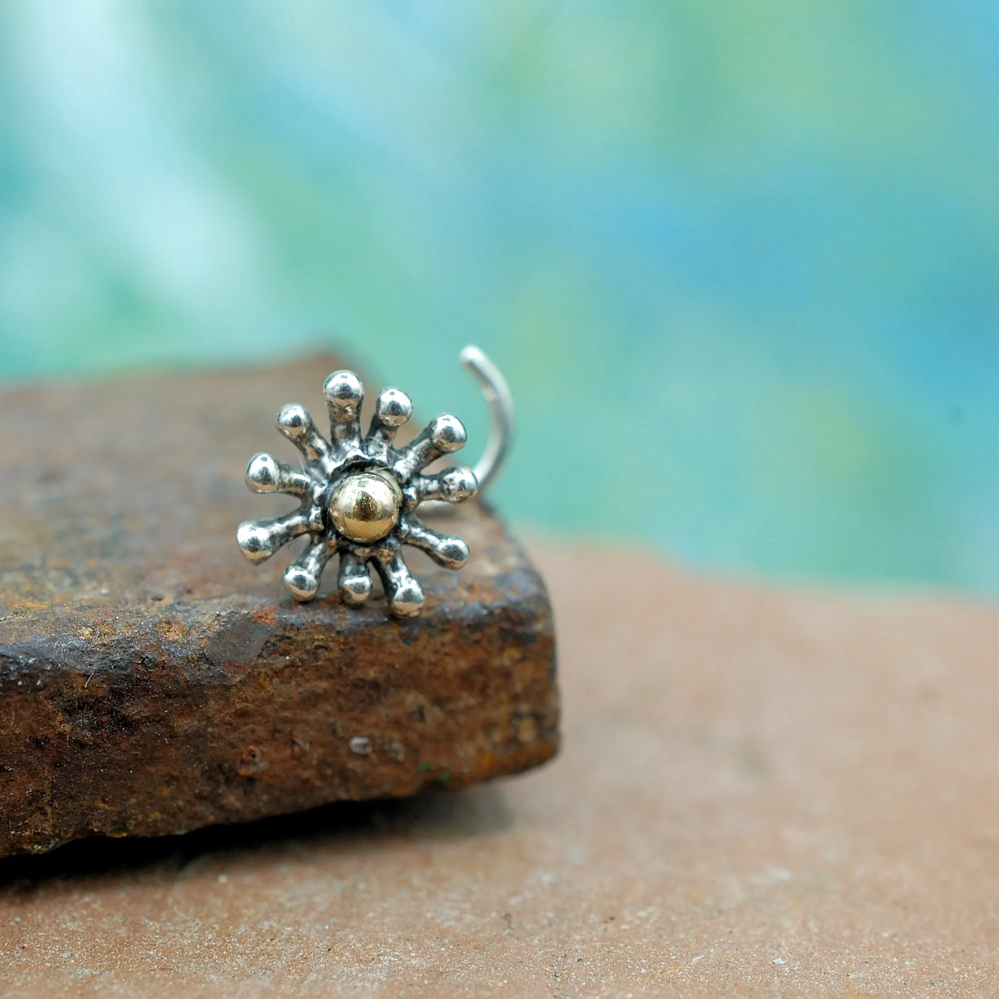 Silver and Gold Splash Nose Stud