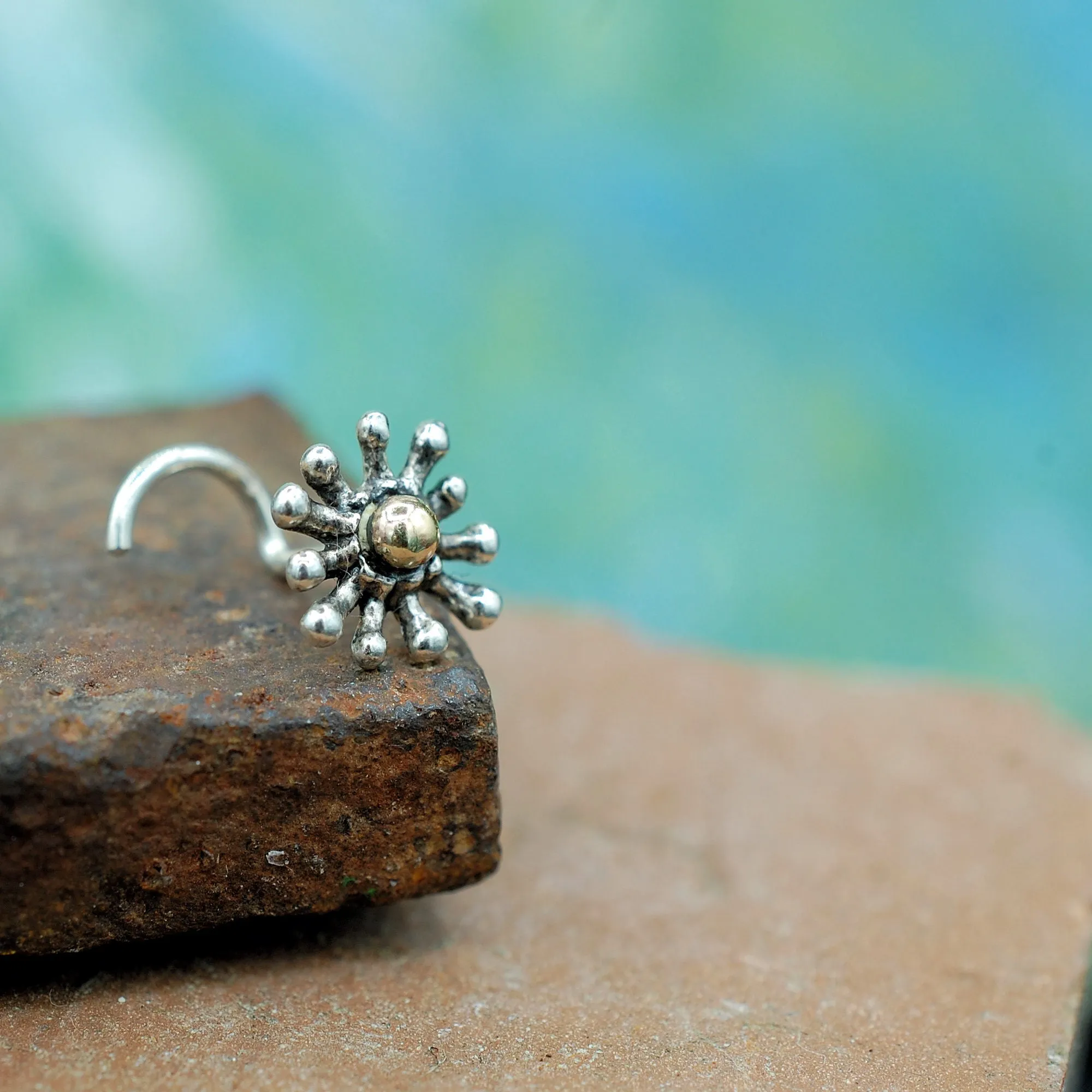 Silver and Gold Splash Nose Stud