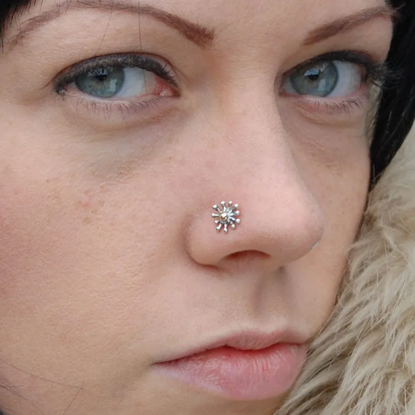 Silver and Gold Splash Nose Stud