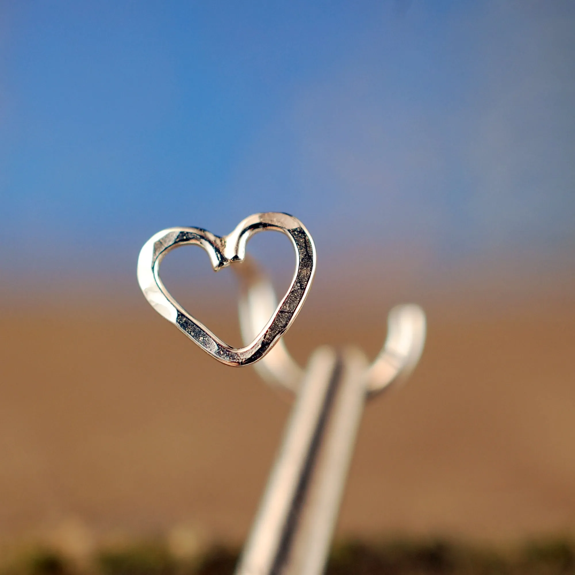 Handcrafted Silver Hammered Heart Nose Stud