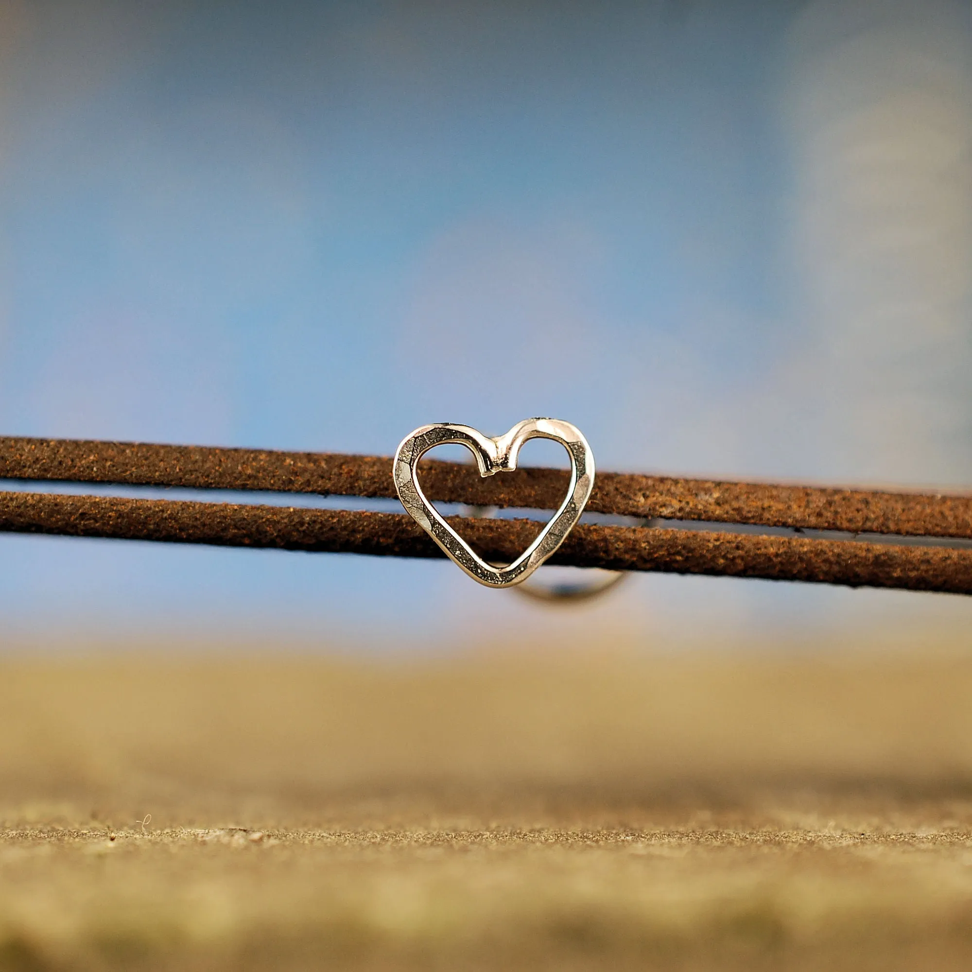 Handcrafted Silver Hammered Heart Nose Stud