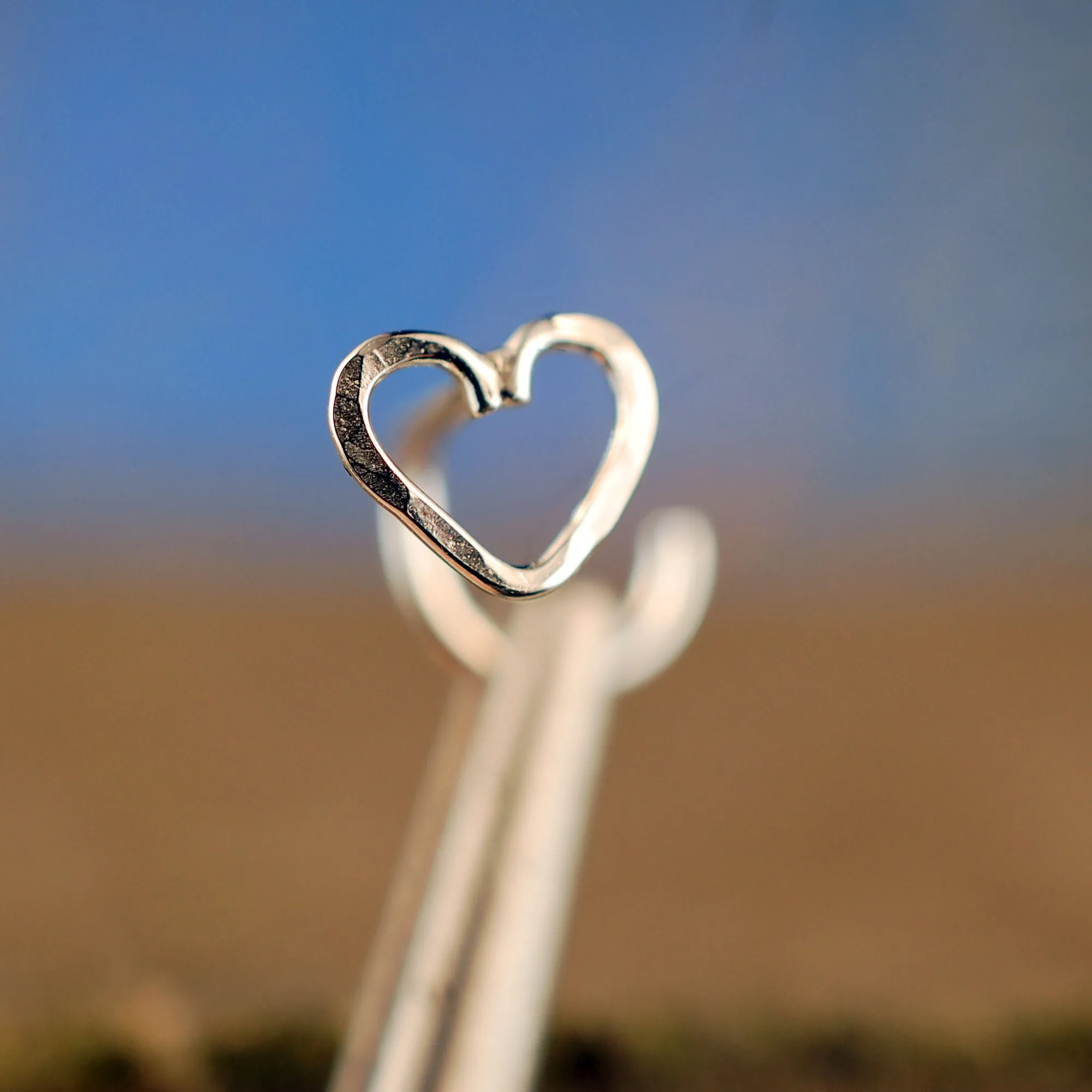 Handcrafted Silver Hammered Heart Nose Stud