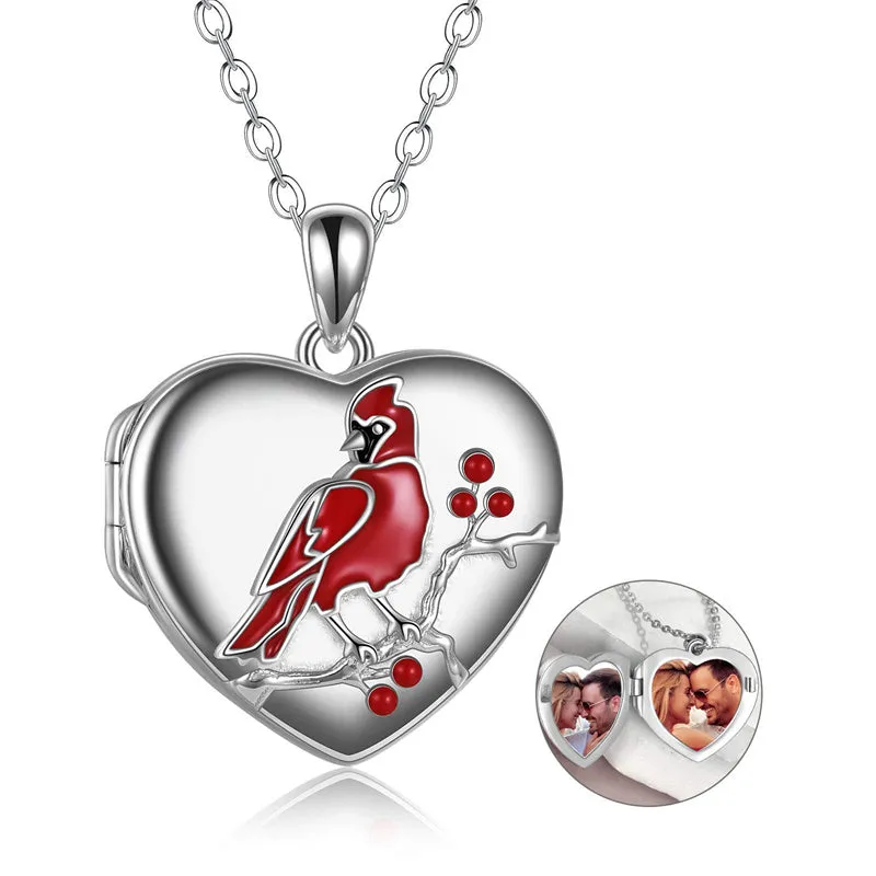 Silver Red Cardinal Pendant Jewelry for Girls Wife