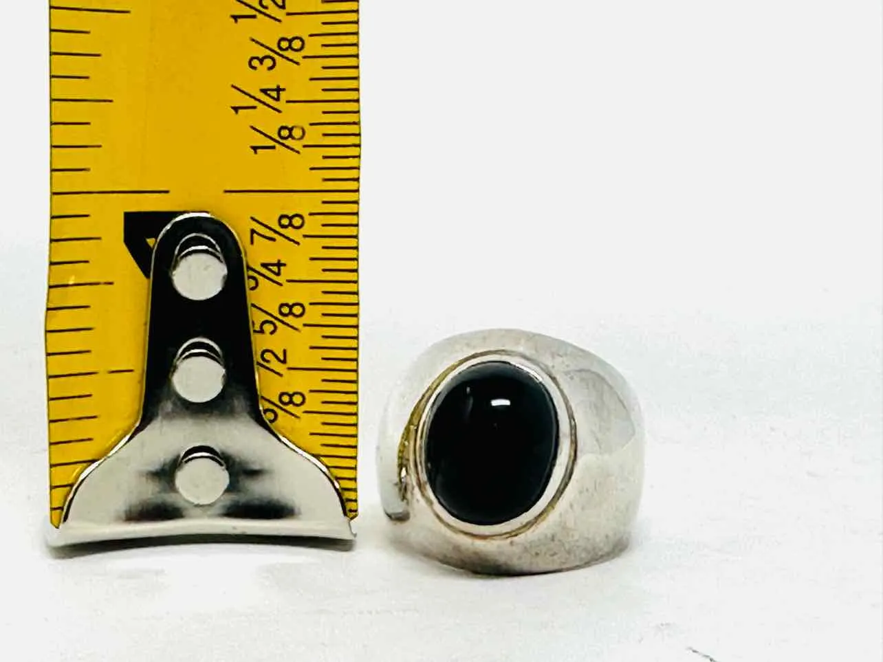 Size 6 Silver/Black Dome Sterling Silver Jewelry Ring