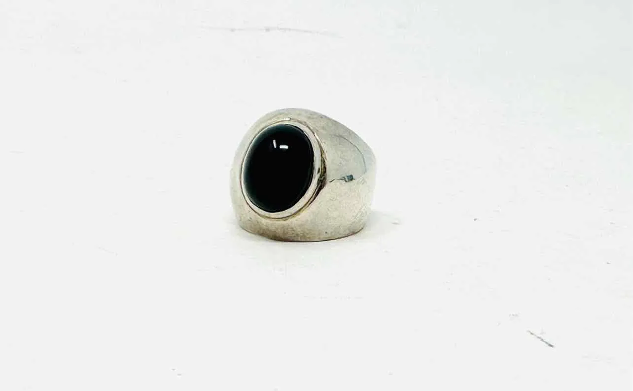 Size 6 Silver/Black Dome Sterling Silver Jewelry Ring