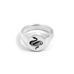 Snake Signet Ring in Sterling Silver