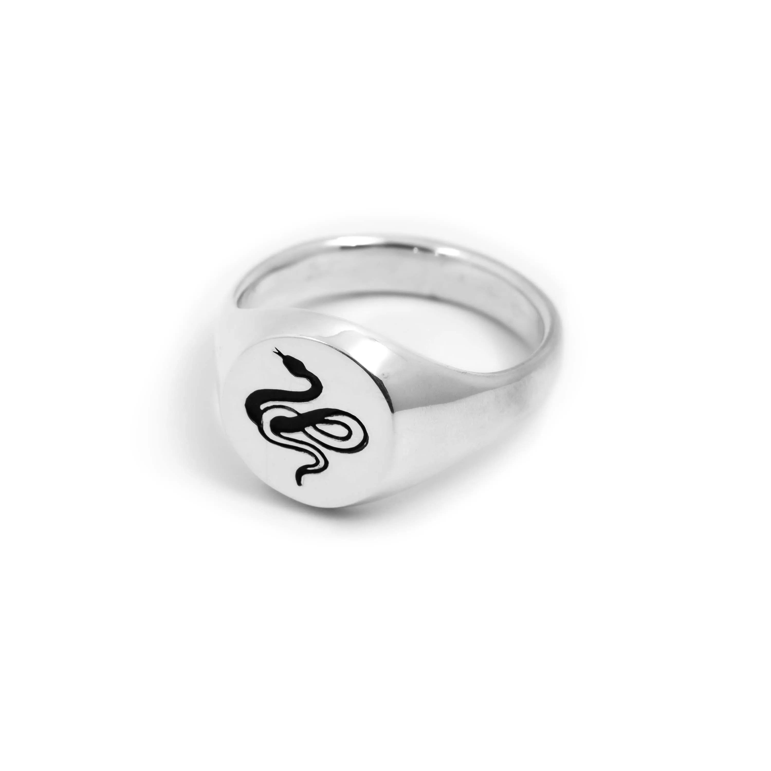 Snake Signet Ring in Sterling Silver