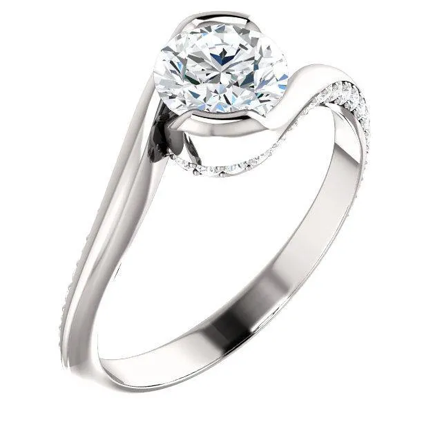 Solitaire Diamond Bypass Engagement Ring