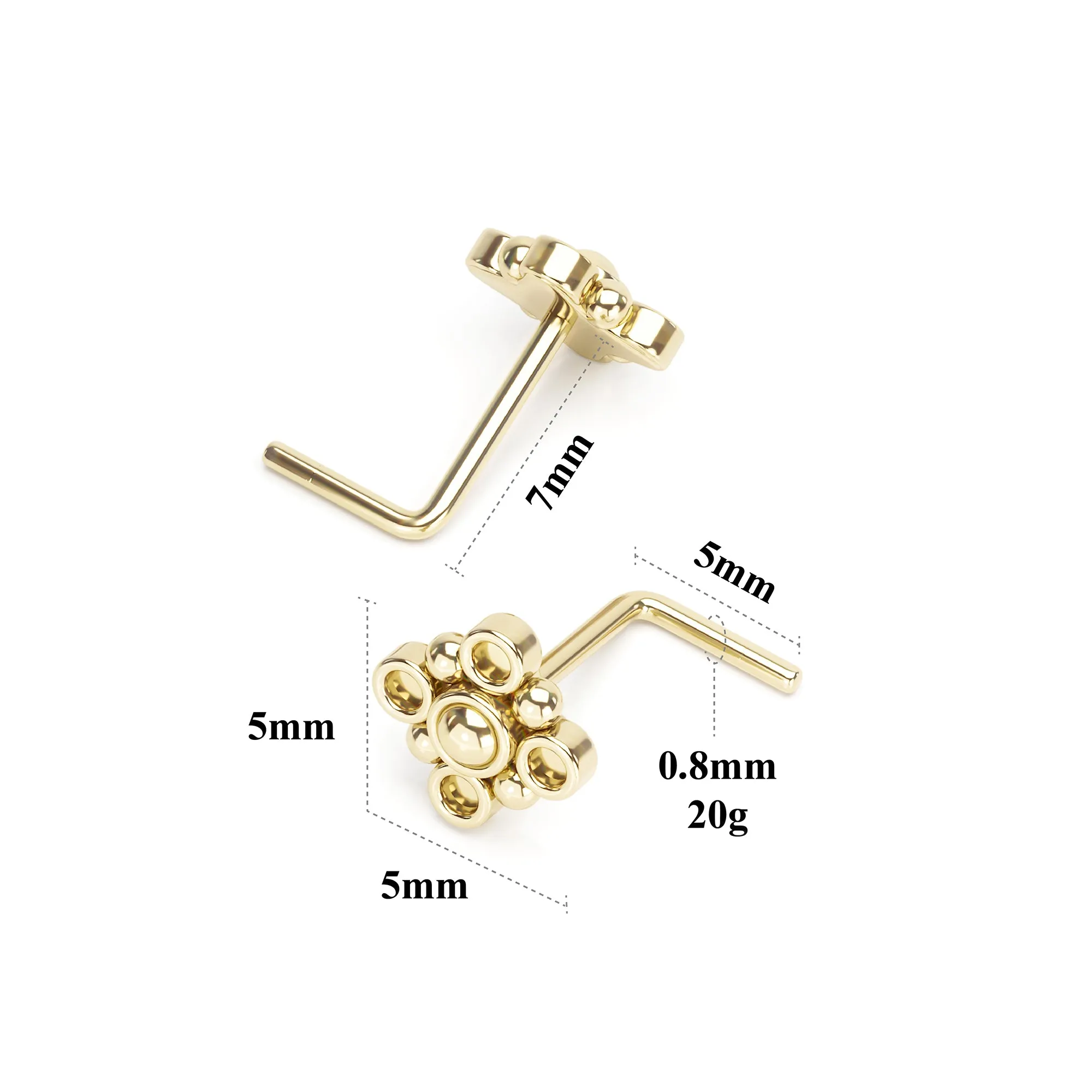 Square L-Shape Nose Stud