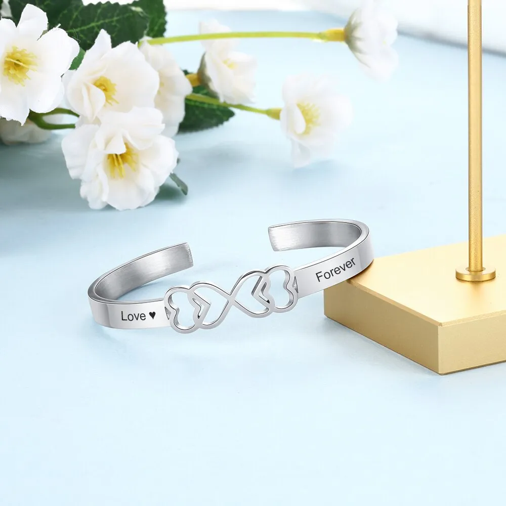 Stainless Steel Personalized Engraved Name Bangle For Women