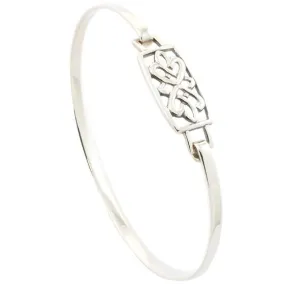 Sterling Silver Cut Out Flower Bangle Engraved