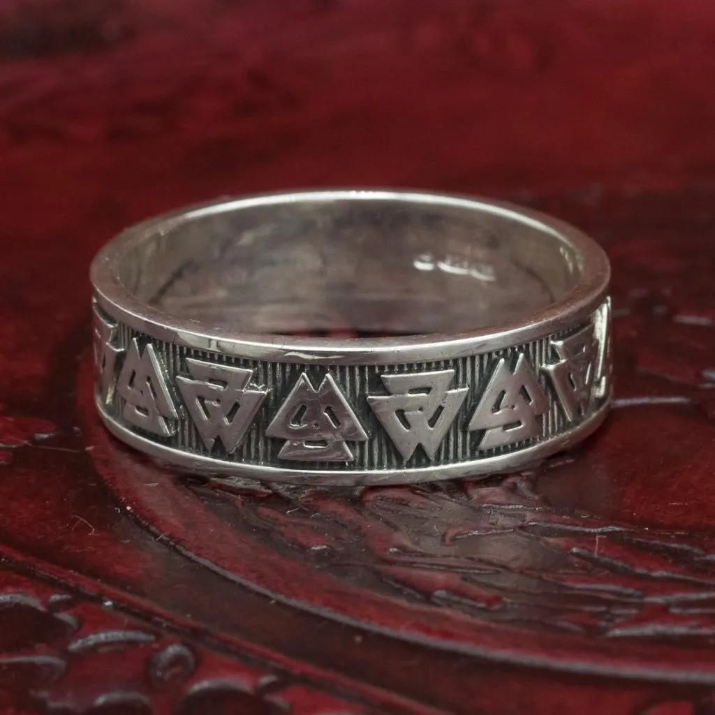 Sterling Silver Valknut Ring/Wedding Band