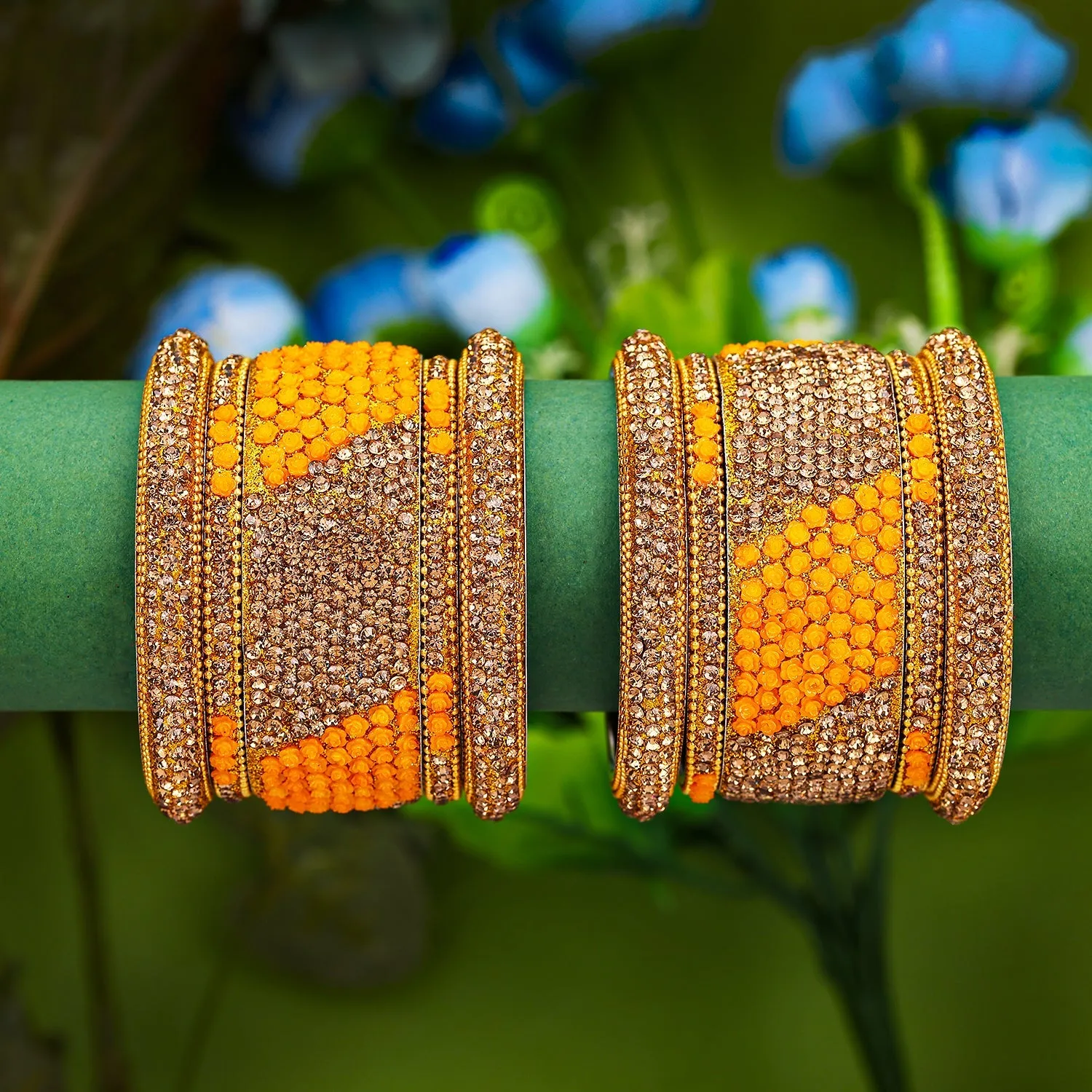 Sukkhi Amazing Orange Gold Plated Bangle Set for Bride & Women