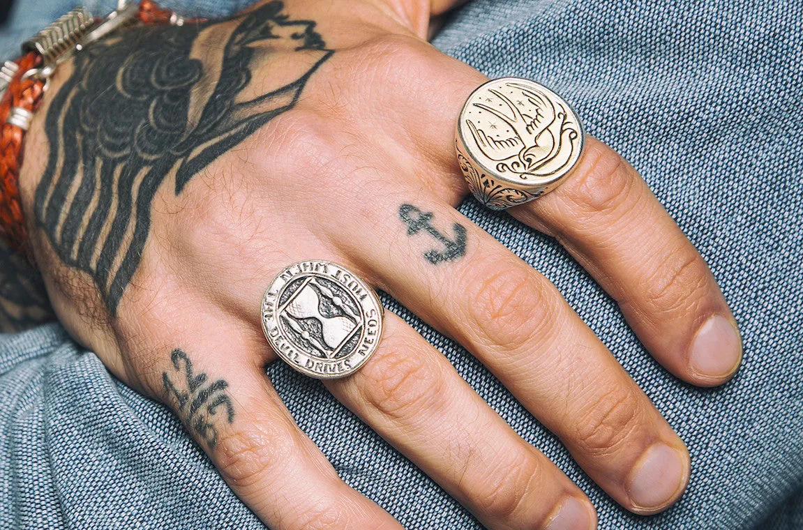 Swallow Signet Ring - Custom Stamped