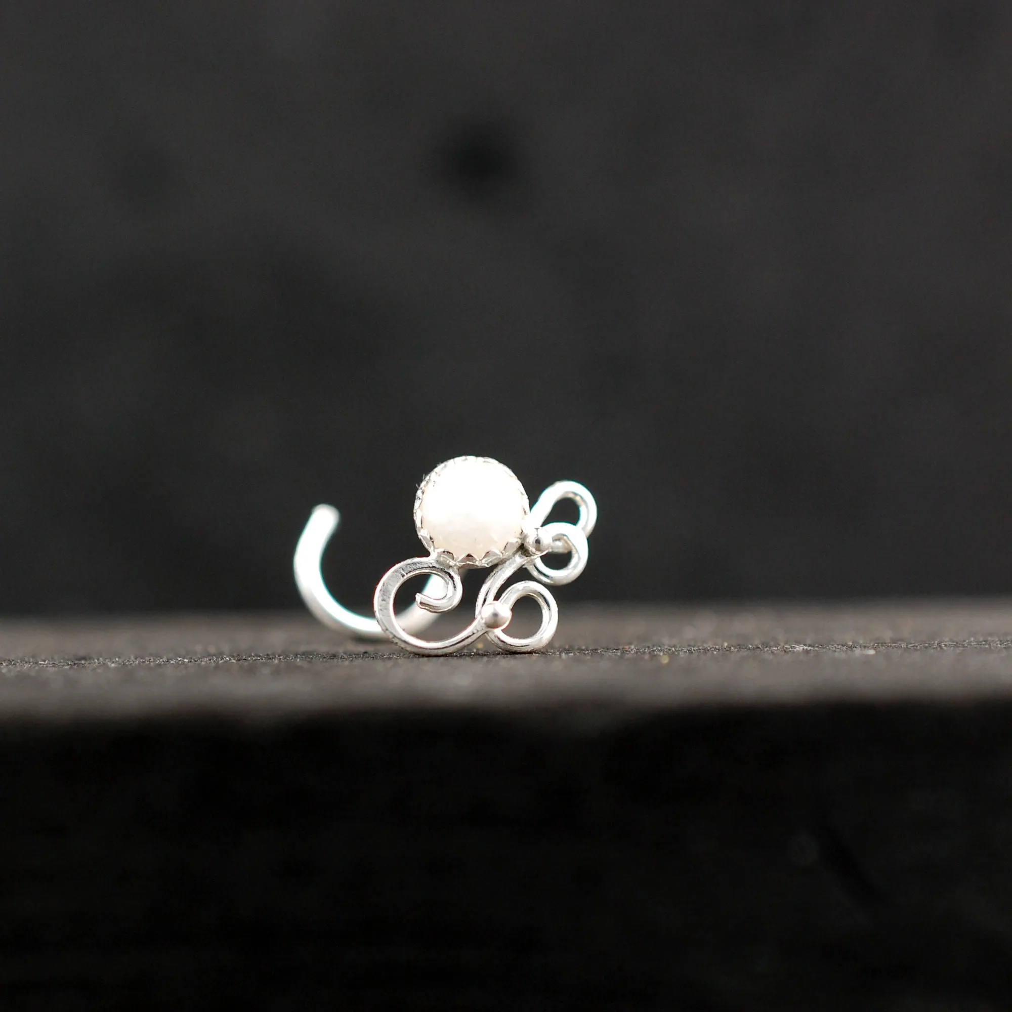 Swirls of Silver Nose Stud