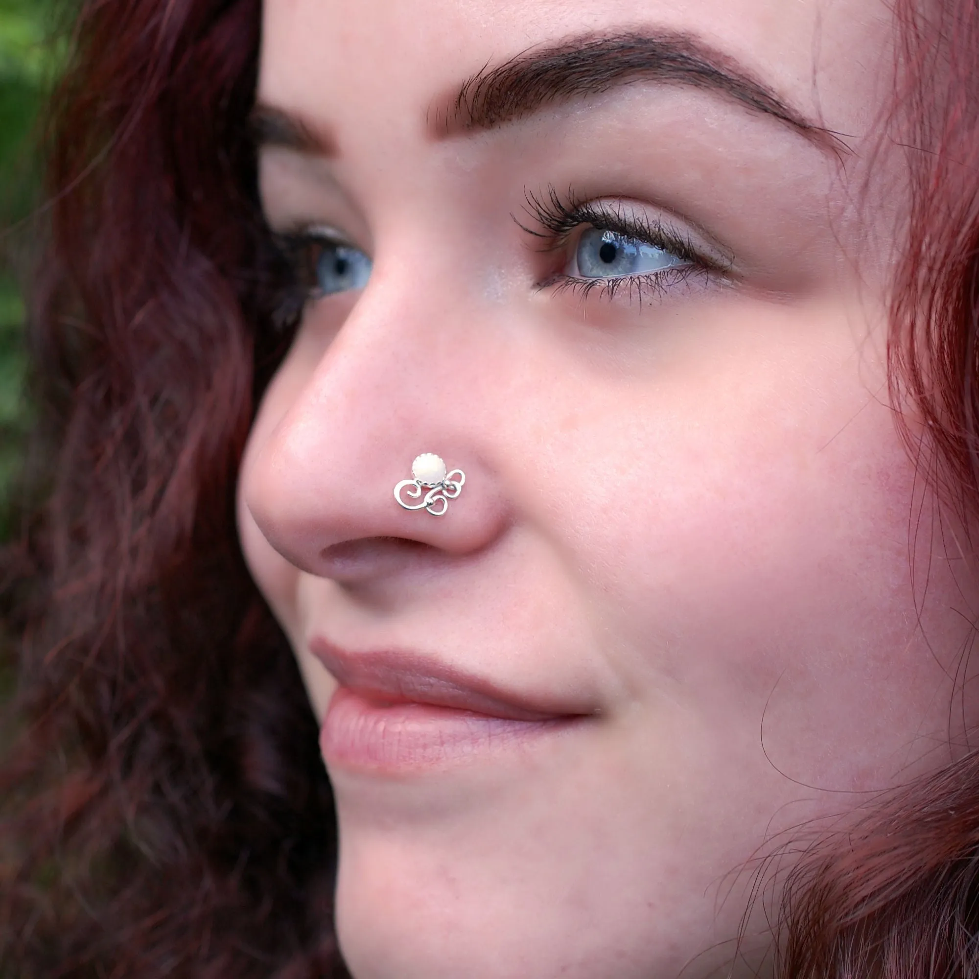 Swirls of Silver Nose Stud