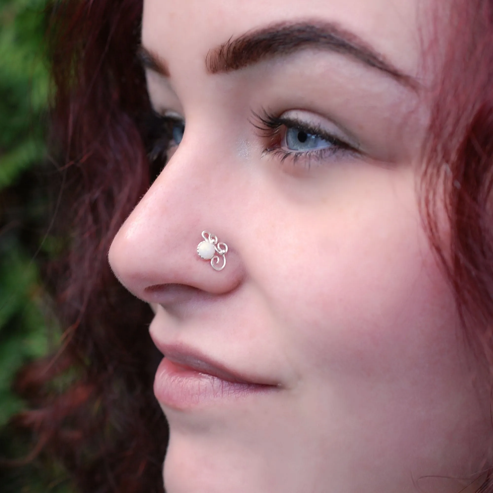 Swirls of Silver Nose Stud