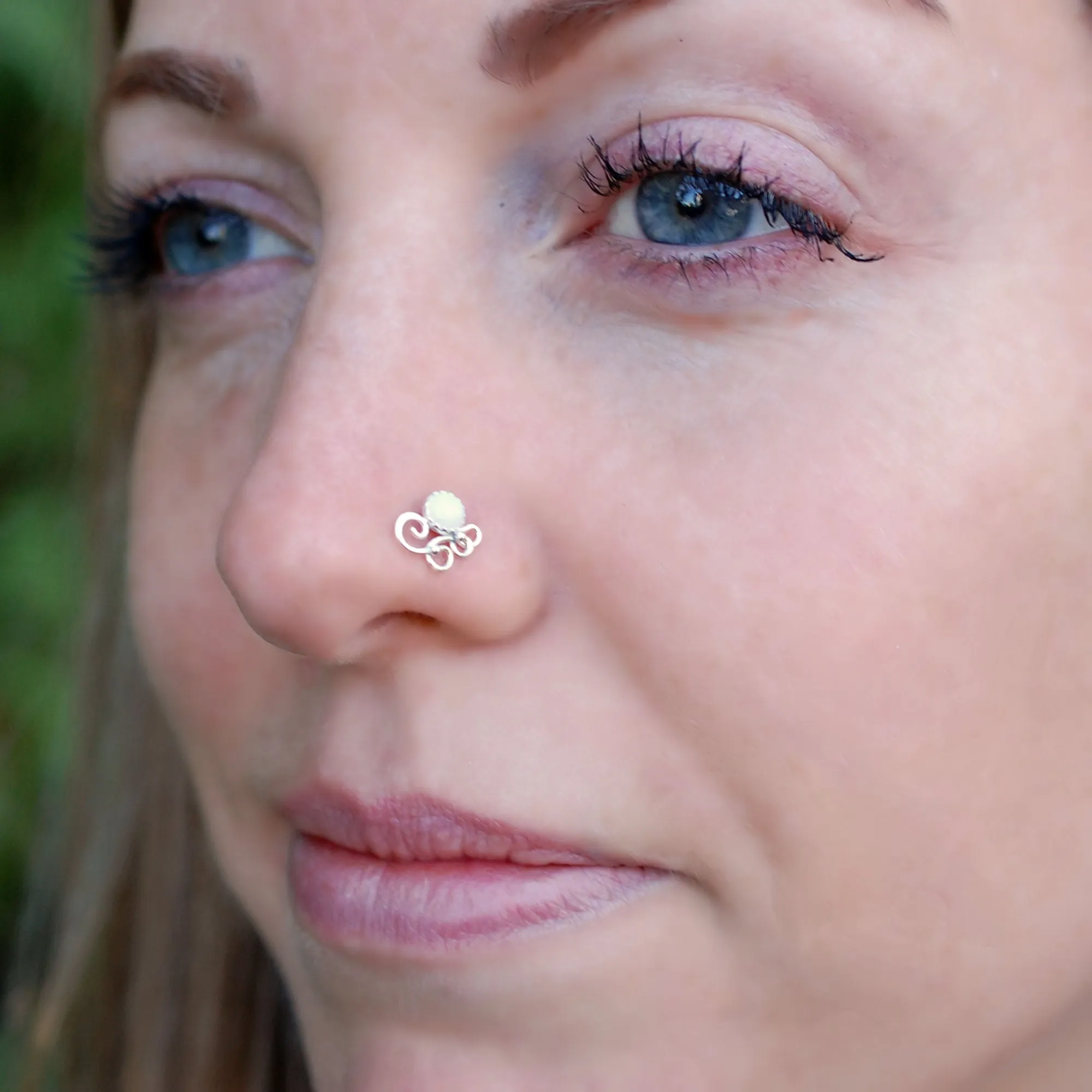 Swirls of Silver Nose Stud