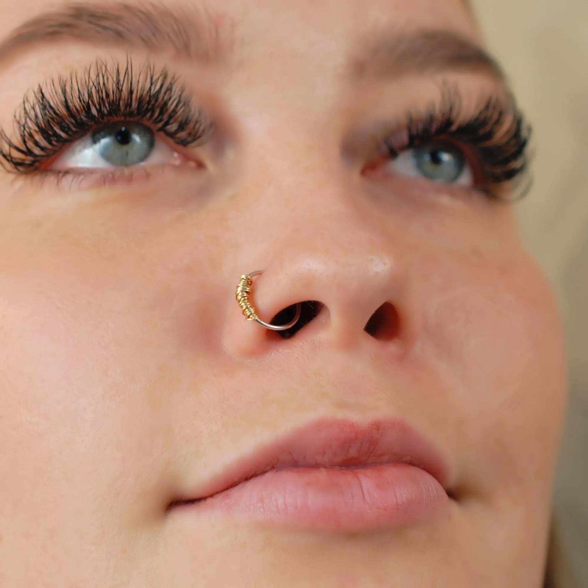 Tangled Gold on Silver Nose Ring