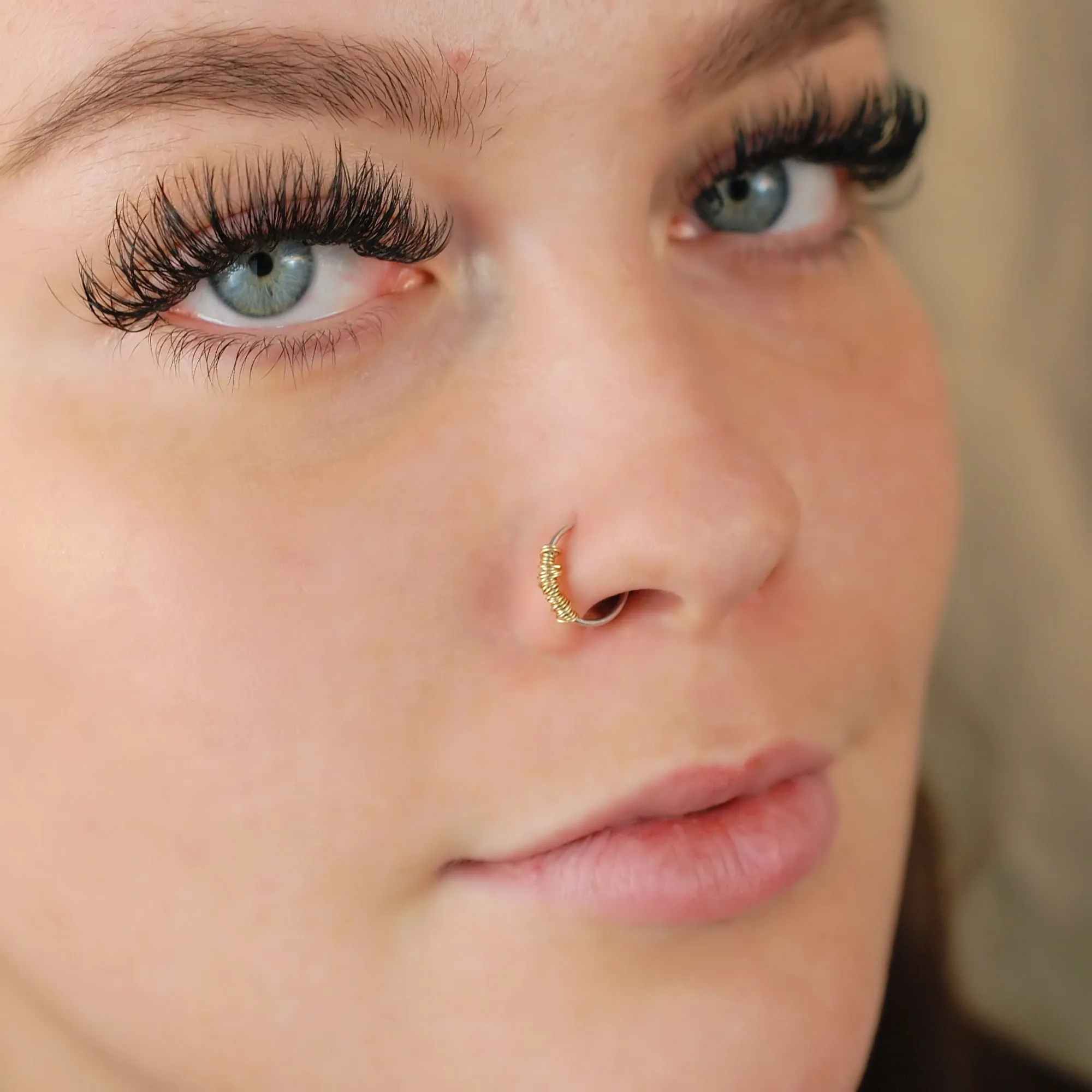 Tangled Gold on Silver Nose Ring