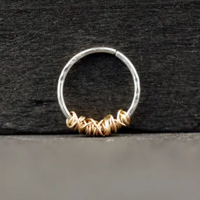 Tangled Gold on Silver Nose Ring