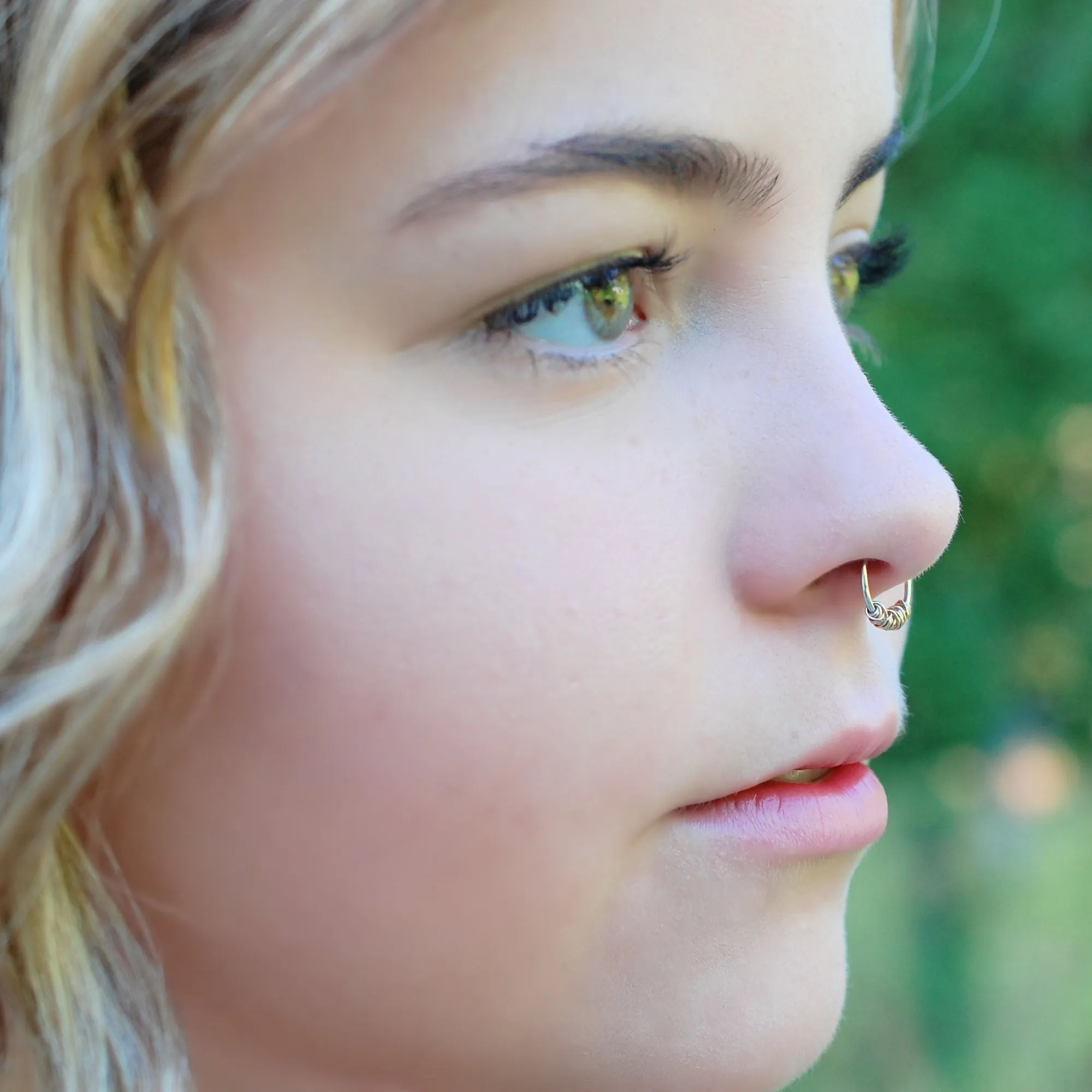 Tangled Gold on Silver Nose Ring