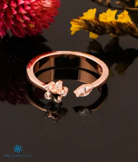 The Aura Silver Open Rosegold Finger Ring